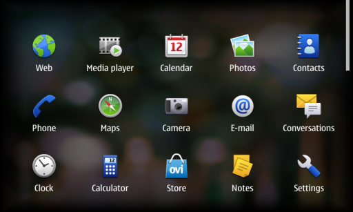 N900 Menu Screen