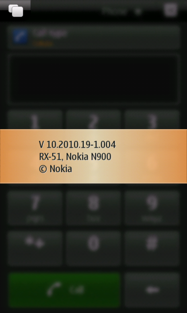 N900 Dialler screen with info